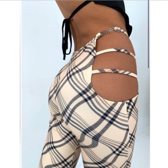 I.AM.GIA. Lucid Tan Check  Cut Out Lucid Euphoria Maddy Pants NEW - Picture 6 of 7